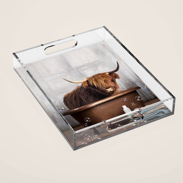 Highland Cow in the Tub Acrylic Tray Gallery Image 1