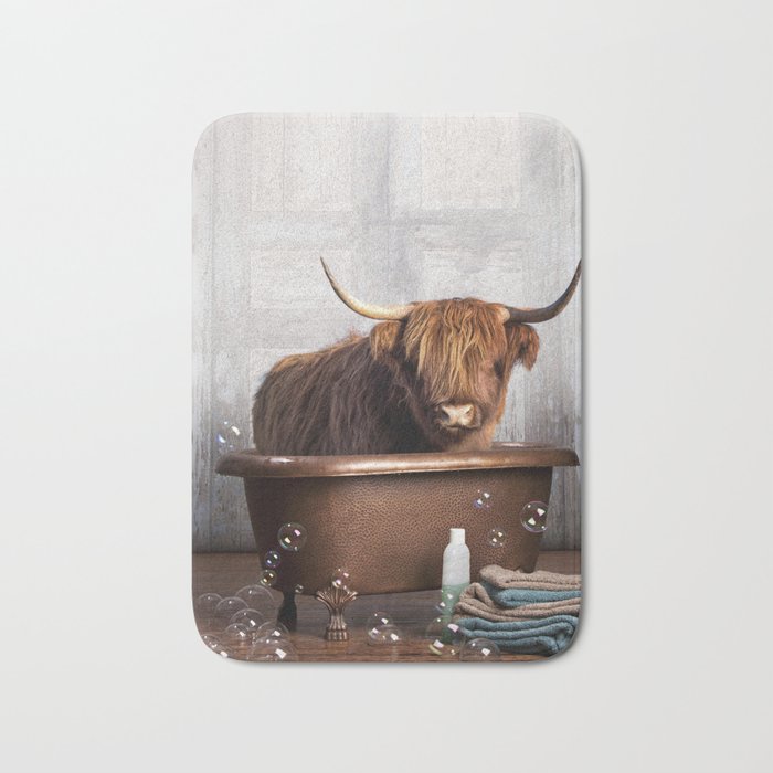 Highland Cow in the Tub Bath Mat Gallery Image 1