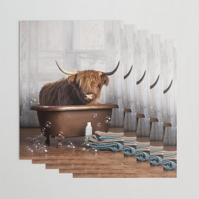 Highland Cow in the Tub Wrapping Paper Gallery Image 3