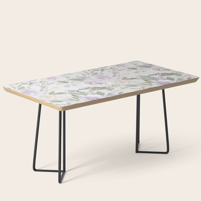 Lavender pastel green white watercolor floral pattern Coffee Table Gallery Image 1
