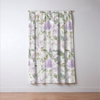 Lavender pastel green white watercolor floral pattern Window Curtain Gallery Image 3