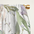 Lavender pastel green white watercolor floral pattern Window Curtain Gallery Image 2