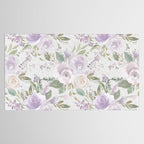 Lavender pastel green white watercolor floral pattern Tablecloth Gallery Image 2