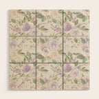 Lavender pastel green white watercolor floral pattern Wood Wall Art Gallery Image 1