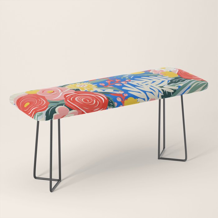 Colorful nature flower art pattern Bench Gallery Image 1
