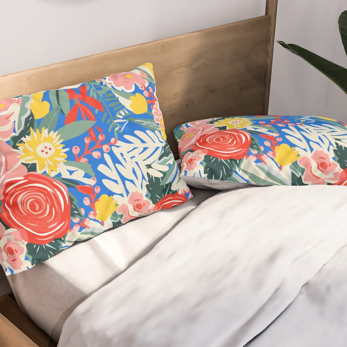 Colorful nature flower art pattern Pillow Sham Gallery Image 2