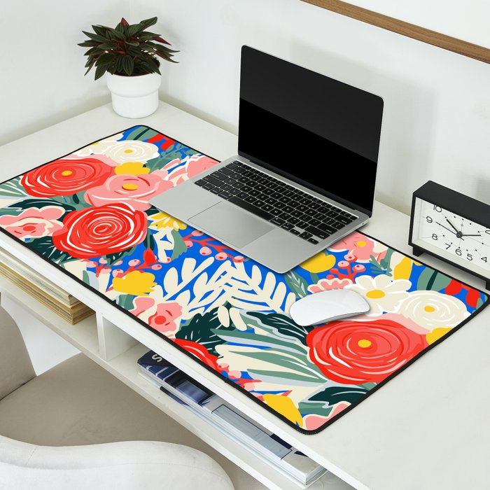 Colorful nature flower art pattern Desk Mat Gallery Image 2