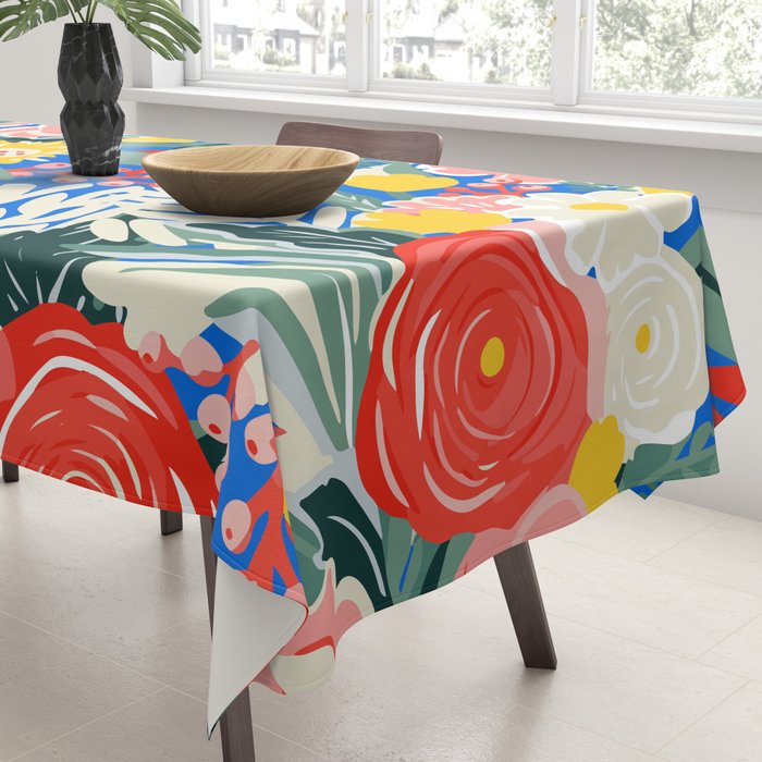 Colorful nature flower art pattern Tablecloth Gallery Image 3