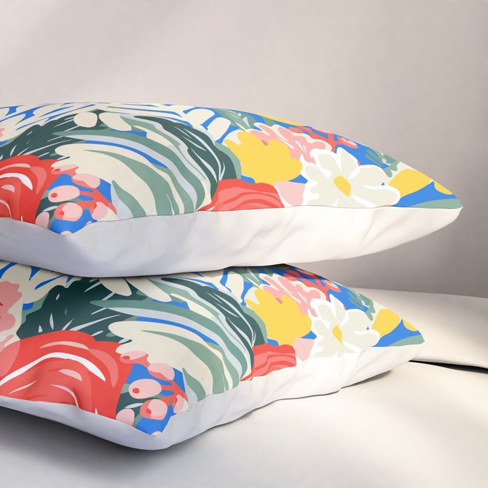 Colorful nature flower art pattern Pillow Sham Gallery Image 3