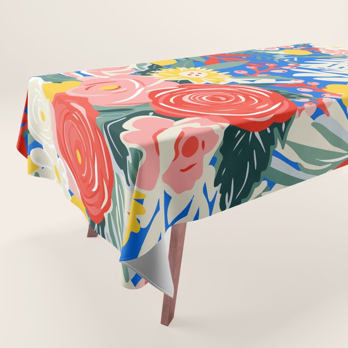 Colorful nature flower art pattern Tablecloth Gallery Image 1