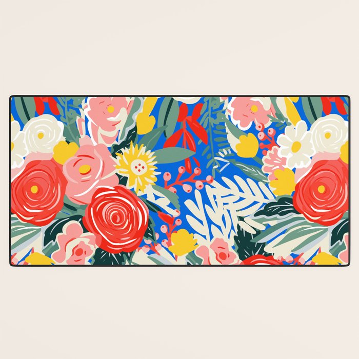 Colorful nature flower art pattern Desk Mat Gallery Image 3