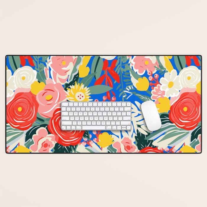 Colorful nature flower art pattern Desk Mat Gallery Image 1