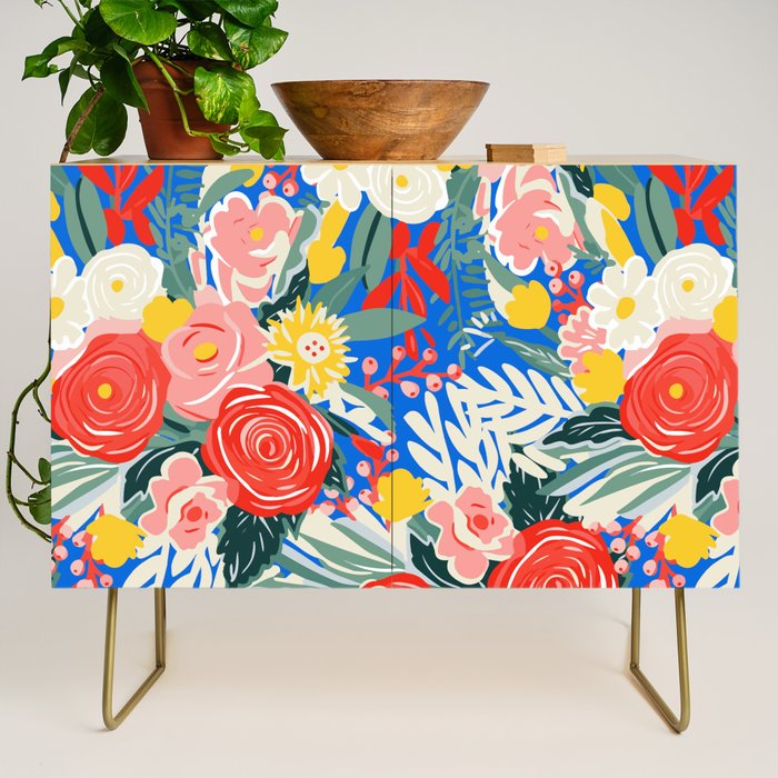 Colorful nature flower art pattern Credenza Gallery Image 1