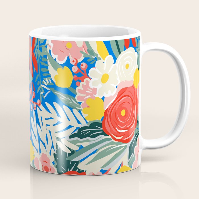 Colorful nature flower art pattern Coffee Mug Gallery Image 1