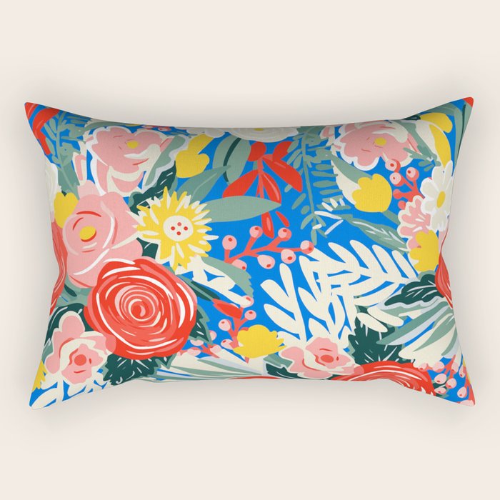 Colorful nature flower art pattern Rectangular Pillow Gallery Image 1