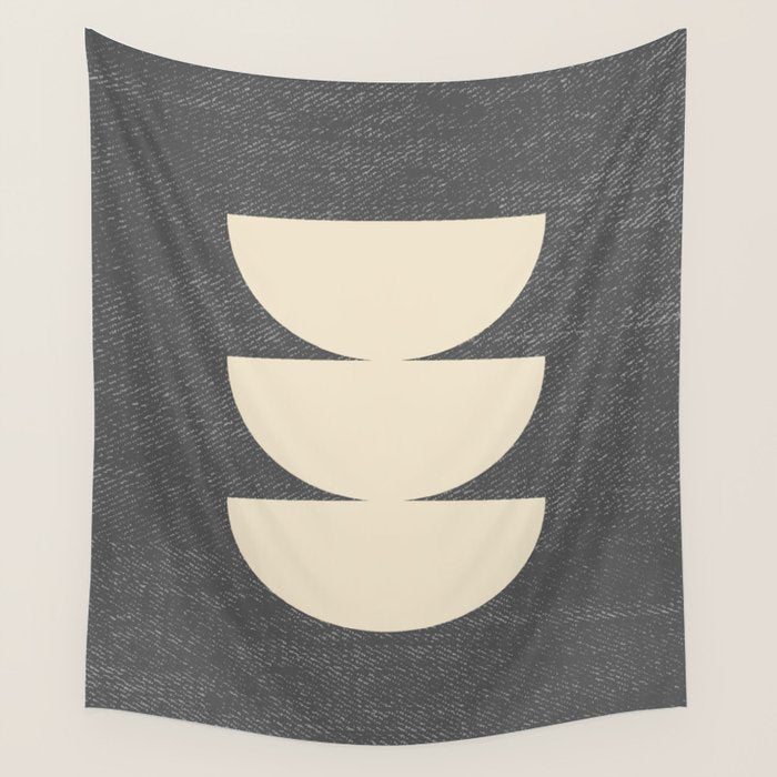 Half Circle 3 - Grey Texture Wall Tapestry Gallery Image 1