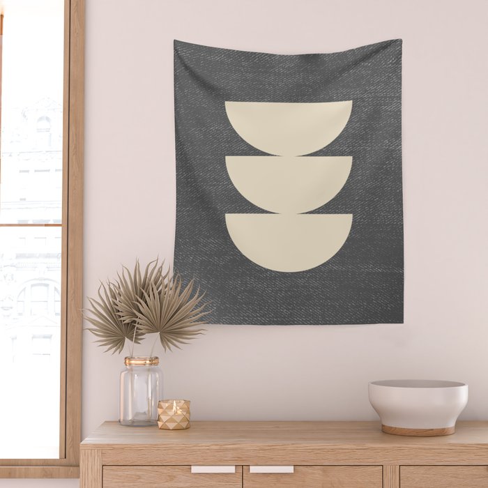 Half Circle 3 - Grey Texture Wall Tapestry Gallery Image 2