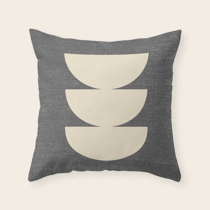 Half Circle 3 - Grey Texture Throw Pillow Gallery Image 1