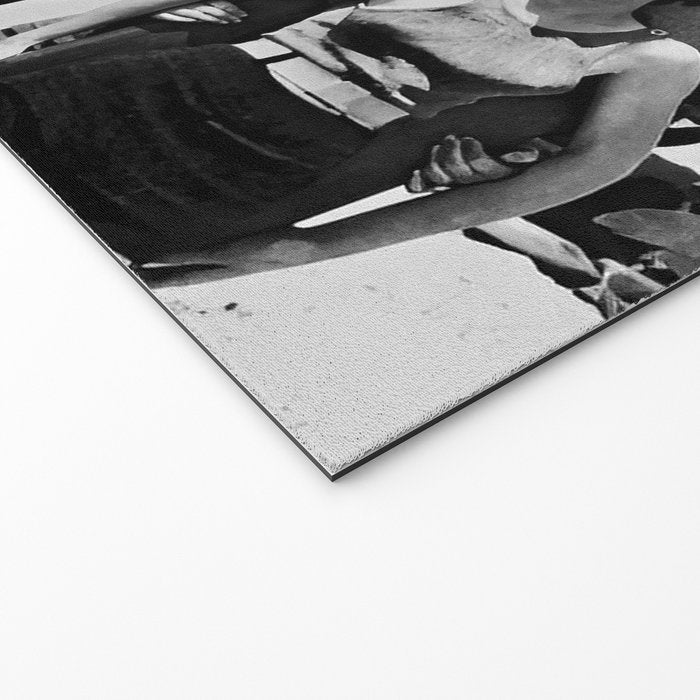 Woman Surfers, Black and White Vintage Beach Art Welcome Mat Gallery Image 2