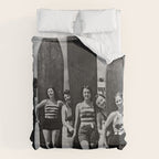 Woman Surfers, Black and White Vintage Beach Art Comforter Gallery Image 6