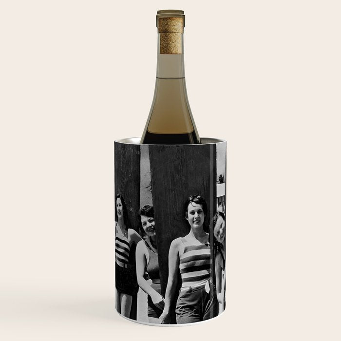 Woman Surfers, Black and White Vintage Beach Art Wine Chiller Gallery Image 1