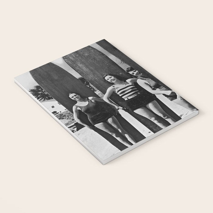 Woman Surfers, Black and White Vintage Beach Art Notebook Gallery Image 3