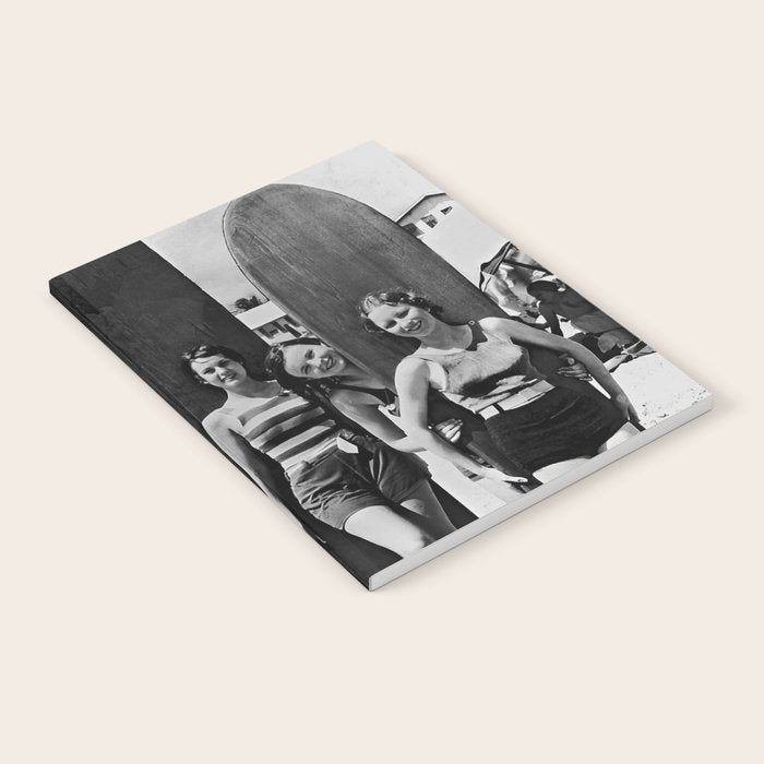 Woman Surfers, Black and White Vintage Beach Art Notebook Gallery Image 2