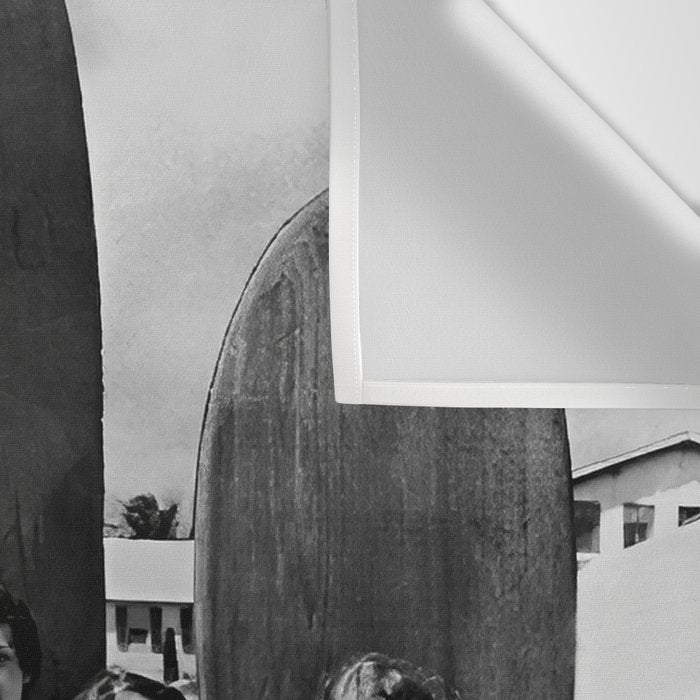 Woman Surfers, Black and White Vintage Beach Art Wall Tapestry Gallery Image 3