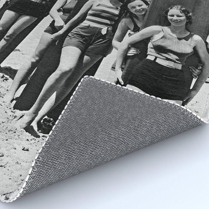 Woman Surfers, Black and White Vintage Beach Art Rug Gallery Image 4