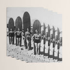 Woman Surfers, Black and White Vintage Beach Art Wrapping Paper Gallery Image 3