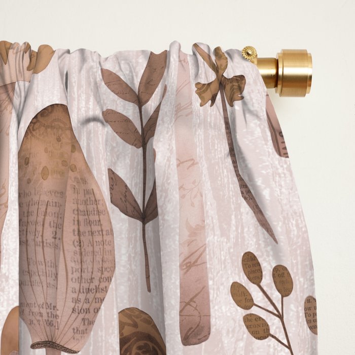 Cottagecore Mushroom Woodland Vintage Whimsy Brown Window Curtain Gallery Image 2