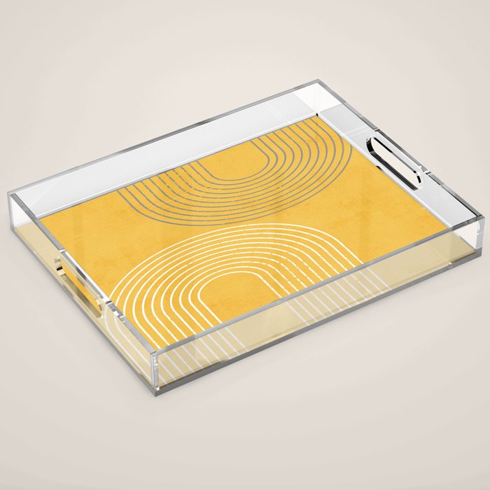 Golden Minimalist Abstract Acrylic Tray Gallery Image 1