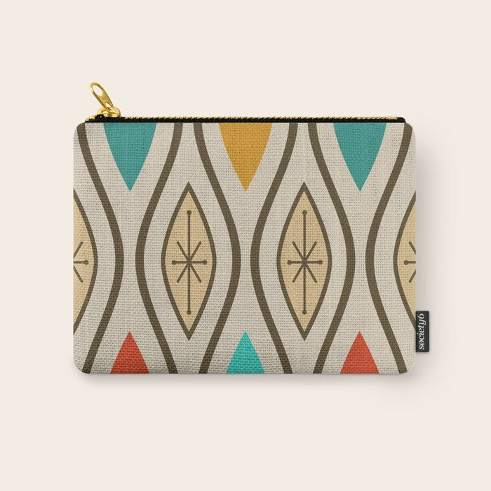 Retro Mid Century Modern Wavy Lines Colorful Carry All Pouch Gallery Image 1
