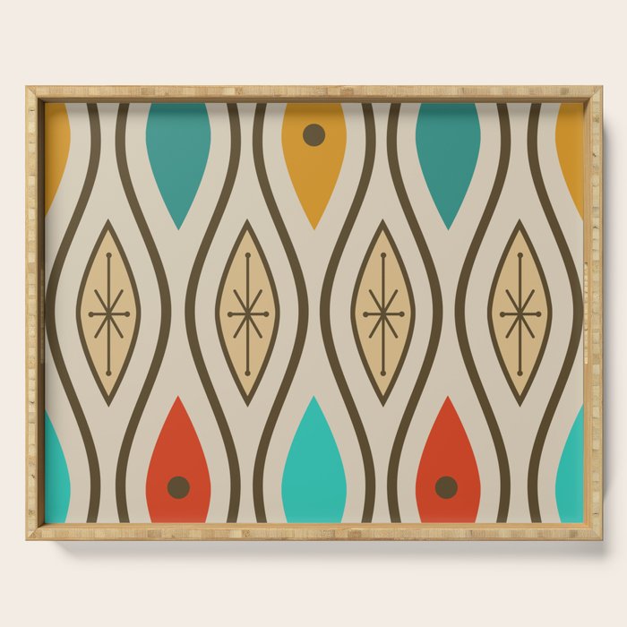 Retro Mid Century Modern Wavy Lines Colorful Serving Tray Gallery Image 1