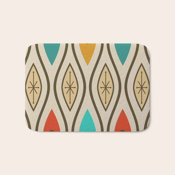Retro Mid Century Modern Wavy Lines Colorful Bath Mat Gallery Image 1