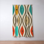 Retro Mid Century Modern Wavy Lines Colorful Window Curtain Gallery Image 3