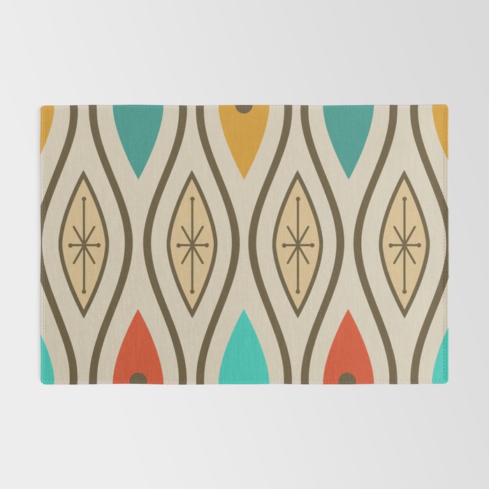 Retro Mid Century Modern Wavy Lines Colorful Rug Gallery Image 2