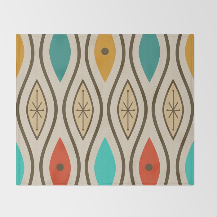 Retro Mid Century Modern Wavy Lines Colorful Throw Blanket Gallery Image 2
