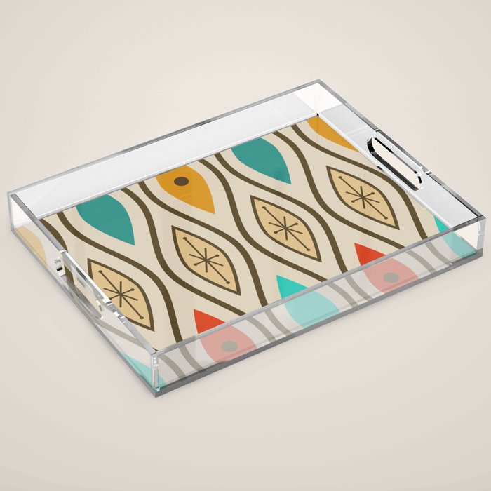 Retro Mid Century Modern Wavy Lines Colorful Acrylic Tray Gallery Image 1