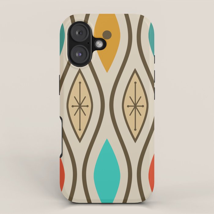 Retro Mid Century Modern Wavy Lines Colorful iPhone Case Gallery Image 1
