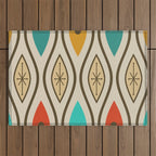 Retro Mid Century Modern Wavy Lines Colorful Outdoor Rug Gallery Image 1