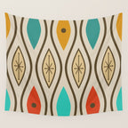 Retro Mid Century Modern Wavy Lines Colorful Wall Tapestry Gallery Image 4