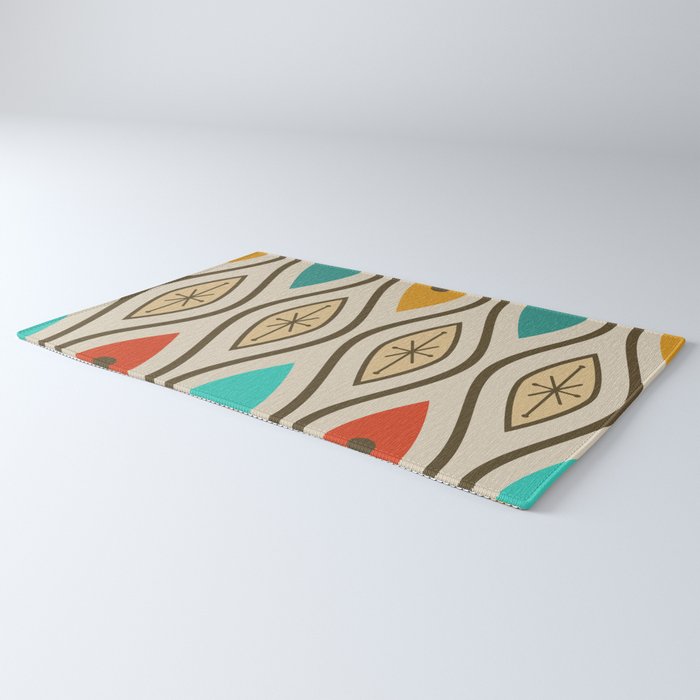 Retro Mid Century Modern Wavy Lines Colorful Rug Gallery Image 3