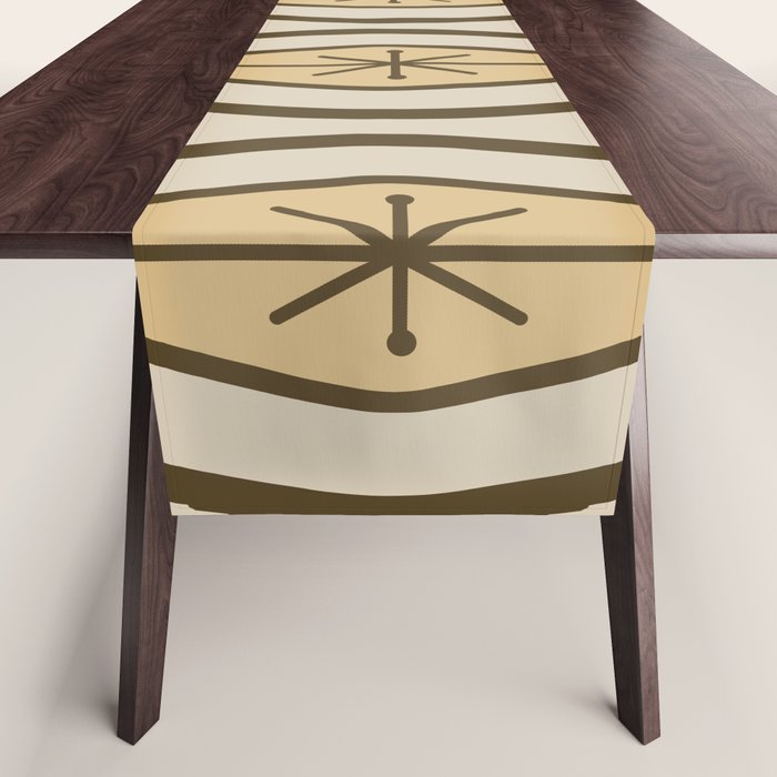 Retro Mid Century Modern Wavy Lines Colorful Table Runner Gallery Image 1