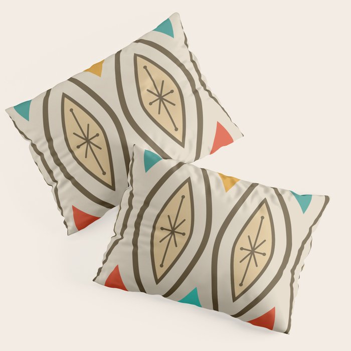 Retro Mid Century Modern Wavy Lines Colorful Pillow Sham Gallery Image 1