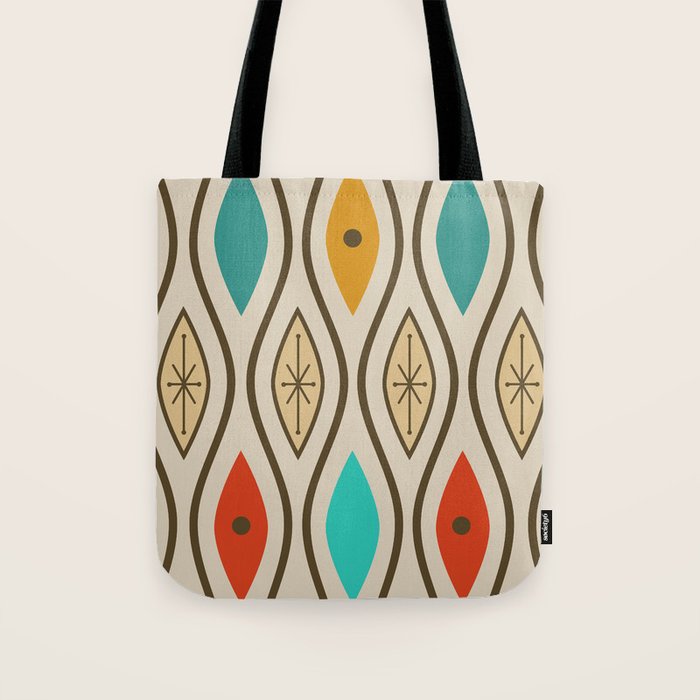 Retro Mid Century Modern Wavy Lines Colorful Tote Bag Gallery Image 1