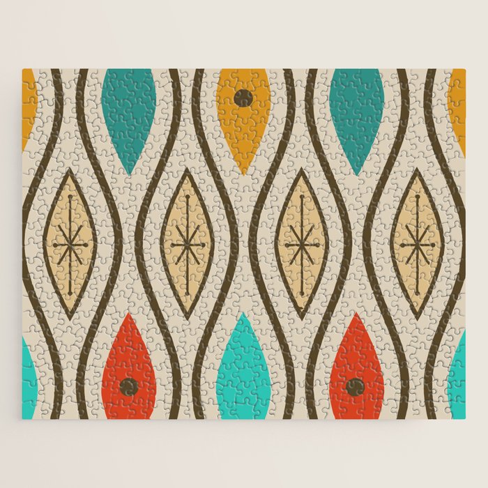 Retro Mid Century Modern Wavy Lines Colorful Jigsaw Puzzle Gallery Image 1