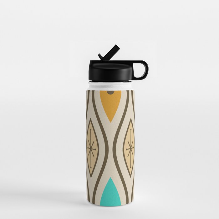 Retro Mid Century Modern Wavy Lines Colorful Water Bottle Gallery Image 1