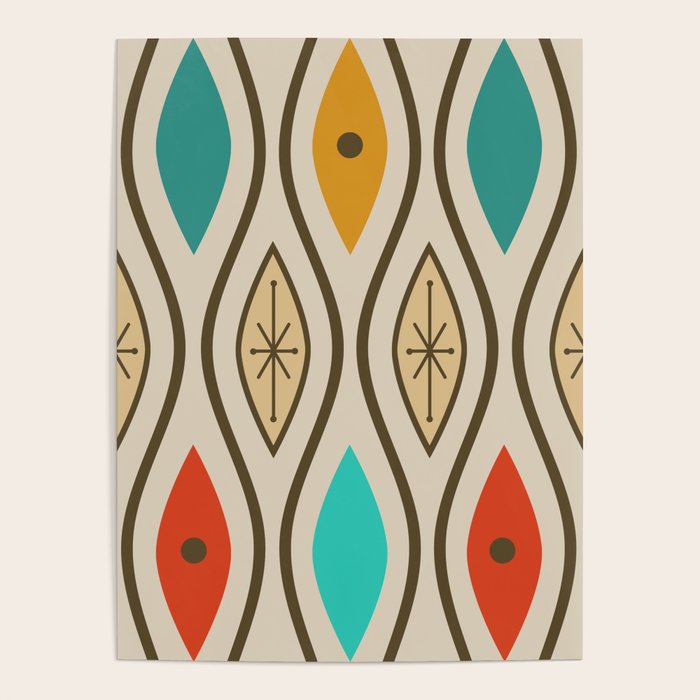 Retro Mid Century Modern Wavy Lines Colorful Poster Gallery Image 1