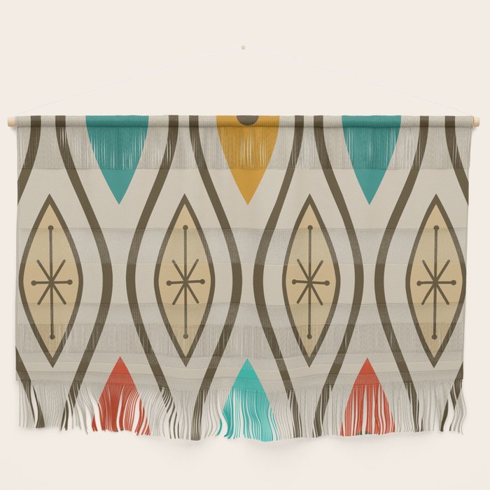Retro Mid Century Modern Wavy Lines Colorful Wall Hanging Gallery Image 1